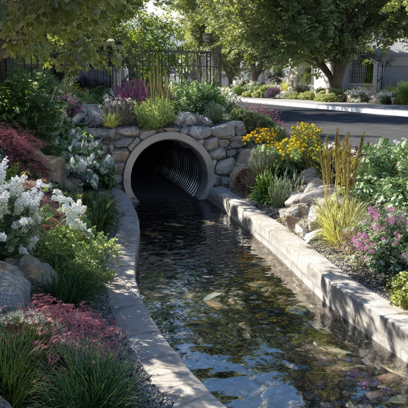Storm drainage culvert installation in Savannah neighborhood